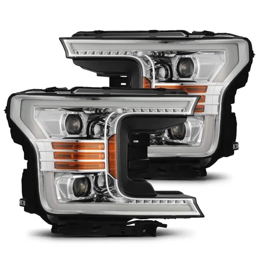 AlphaRex PRO-Series Halogen Projector Chrome Headlights for 13th Gen Ford F150 [AXHL-FF18-PPTS-C-A-CVT/AHL-FF18-P-SA-C]