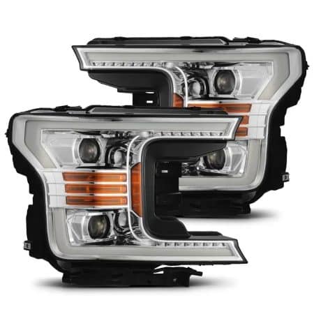 AlphaRex PRO-Series Halogen Projector Chrome Headlights for 13th Gen Ford F150 [AXHL-FF18-PPTS-C-A-CVT/AHL-FF18-P-SA-C]
