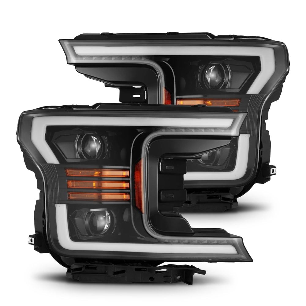 AlphaRex PRO-Series Halogen Projector Jet Black Headlights for Gen 3 Ford F150 [AXHL-FF18-PPTS-LB-A-CVT/AHL-FF18-P-SA-LB]