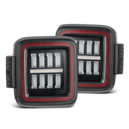 AlphaRex NOVA-Series Prismatic LED Black-Red Tail Lights for JL Jeep Wrangler [RTL-JW18-SA-YR-LB-CVT/RTL-JW18-SA-YR-LB]