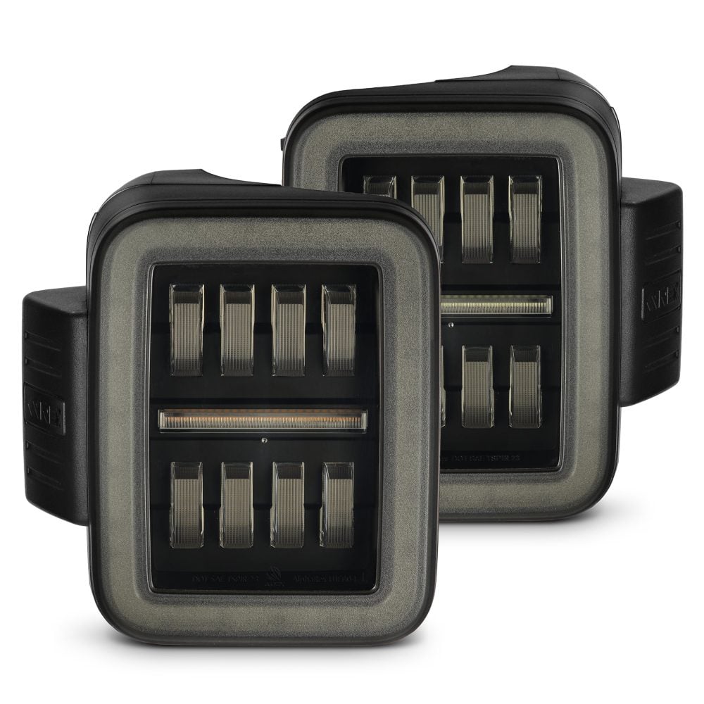 AlphaRex NOVA-Series Prismatic LED Alpha-Black Tail Lights for JT Jeep Gladiator [RTL-JG18-SA-YC-LBS-CVT/RTL-JG18-SA-YC-LBS]