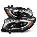 AlphaRex LUXX-Series LED Projector Black Headlights for VS30 Mercedes-Benz Sprinter [AHL-MBS19-PL-SA-B-CVT/AHL-MBS19-PL-SA-B]