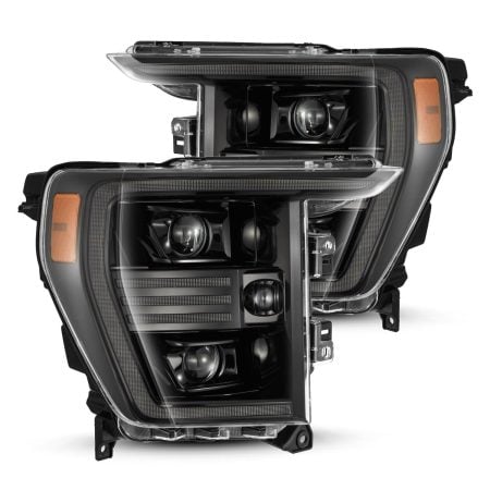AlphaRex PRO-Series Halogen Projector Alpha-Black Headlights for P702 Ford F150  [AHL-FF21-P-S-FLB]