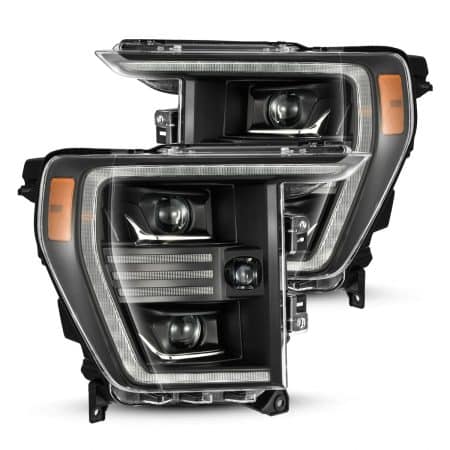 AlphaRex PRO-Series Halogen Projector Black Headlights for P702 Ford F150 [AHL-FF21-P-S-B]