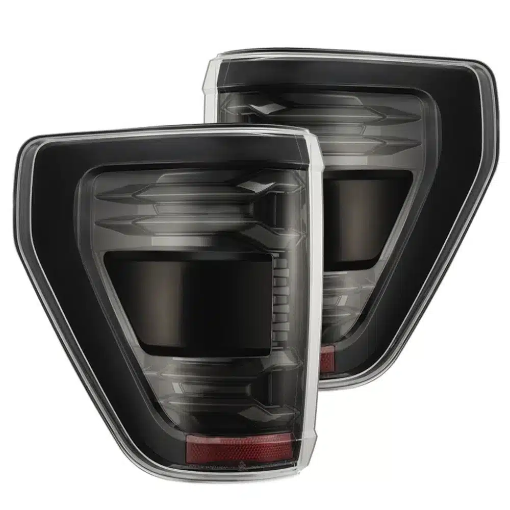 AlphaRex LUXX-Series LED Alpha-Black Tail Lights for P702 Ford F150 (wth BLIS) [RTL-FF21-G2-SA-YS-LB-CVT/RTL-FF21-G2-SA-YS-LB]