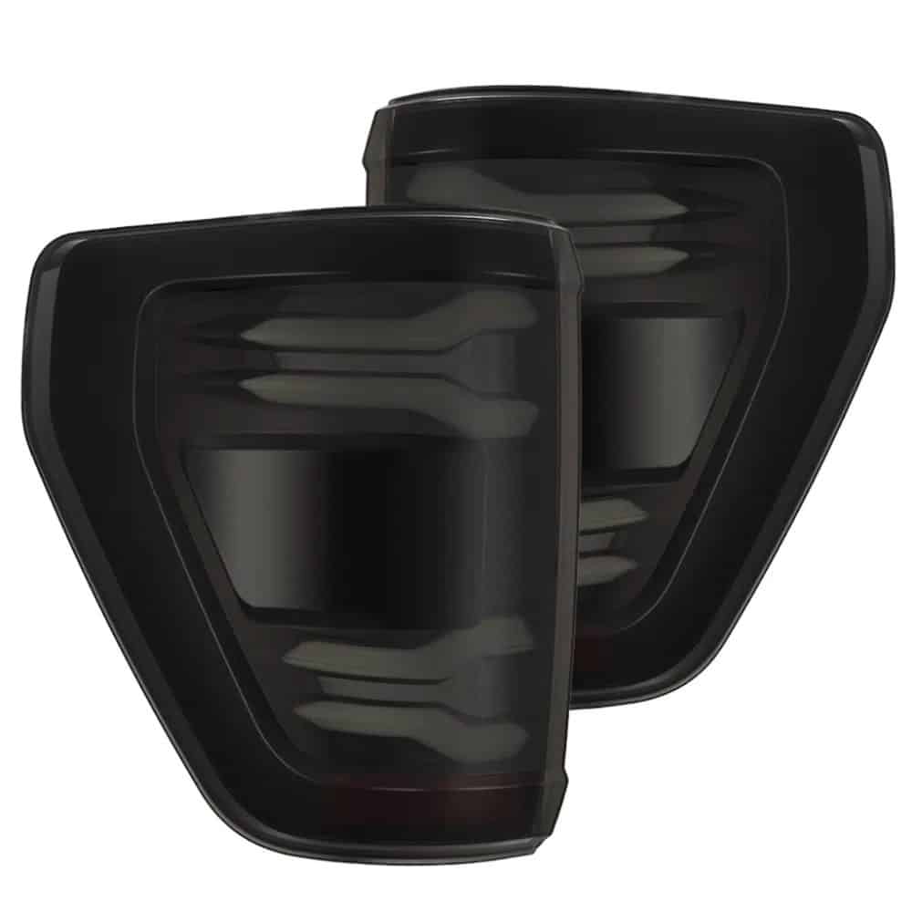 AlphaRex LUXX-Series LED Black Tail Lights for P702 Ford F150 (wth BLIS) [RTL-FF21-G2-SA-YW-BS-CVT/RTL-FF21-G2-SA-YW-BS]