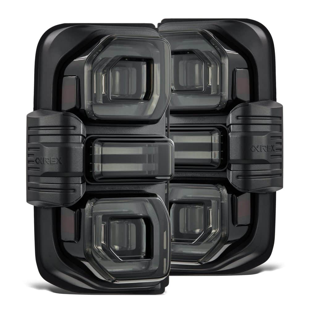 AlphaRex NOVA-Series Prismatic LED Alpha-Black Tail Lights for U725 Ford Bronco [RTL-FB21-L-SA-YW-LBS-CVT/RTL-FB21-SA-YW-BS]