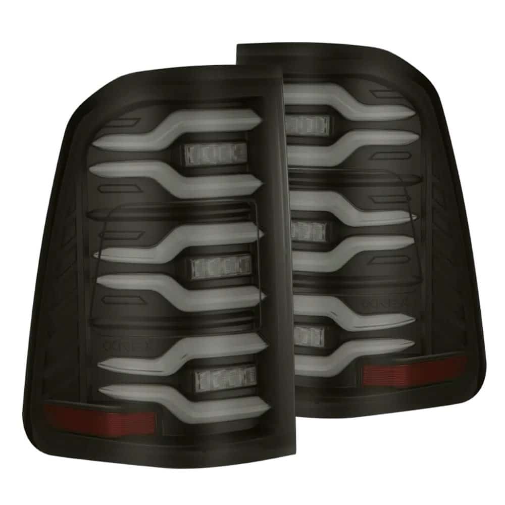AlphaRex LUXX-Series LED Black Tail Lights for DT Dodge Ram 1500 [RTL-DR25-SA-YW-BS-CVT/RTL-DR25-SA-YW-BS]