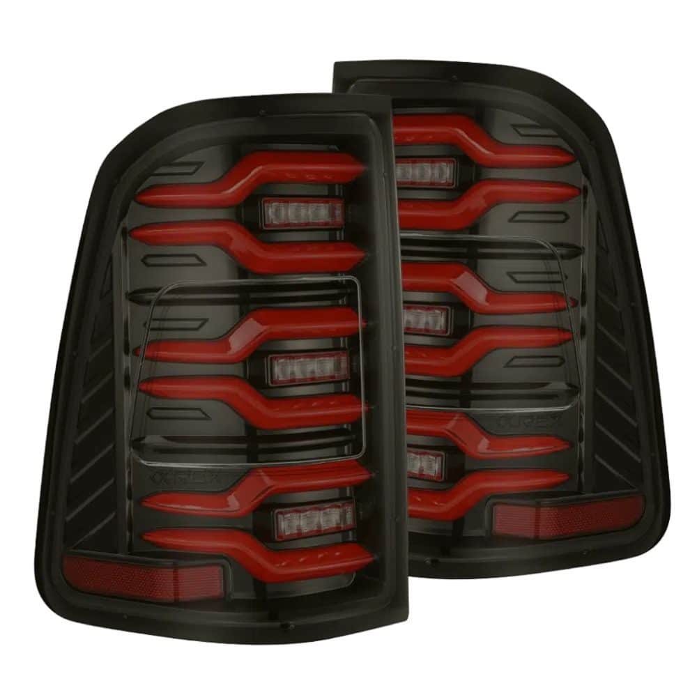AlphaRex LUXX-Series LED Black-Red Tail Lights for DT Dodge Ram 1500 [RTL-DR25-SA-RR-LBS-CVT/RTL-DR25-SA-RR-LBS]