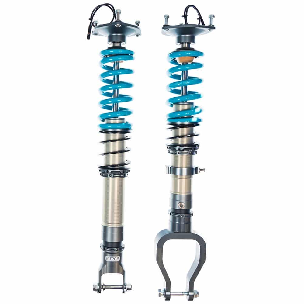 Nitron elec-TRON R1 Coilover Kit for R35 Nissan GT-R - Overview of Front & Rear Coilover Assemblies