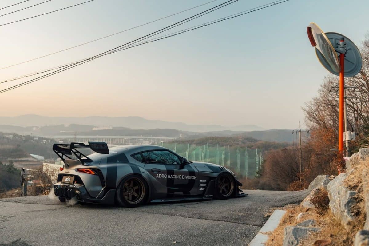 GR Supra ARD aero package on A90 Toyota GR Supra with carbon fiber wing and diffuser
