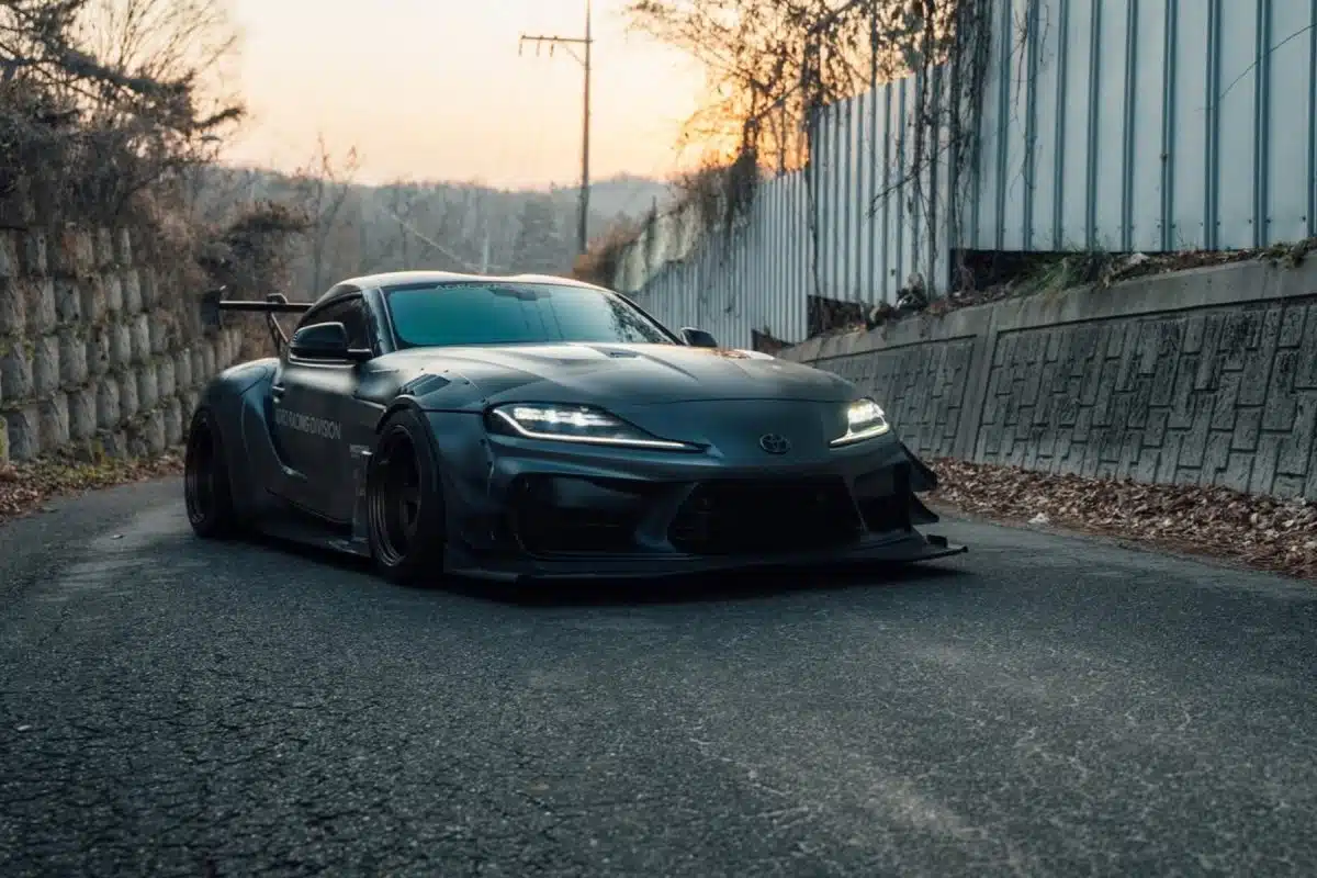 GR Supra ARD aero package on A90 Toyota GR Supra with carbon fiber wing and diffuser
