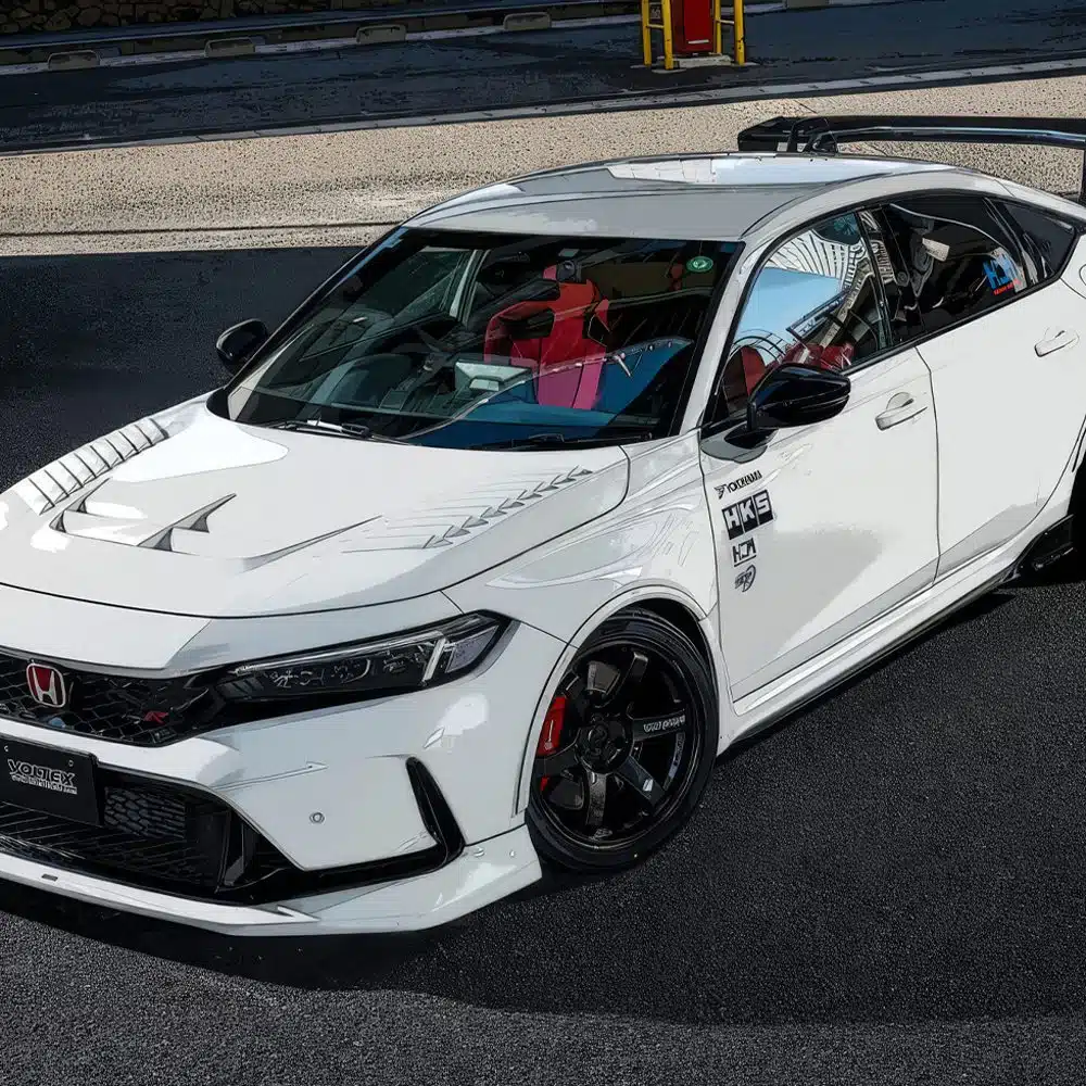 Voltex fl5 Civic Type R Hood - Installed - Front Corner View