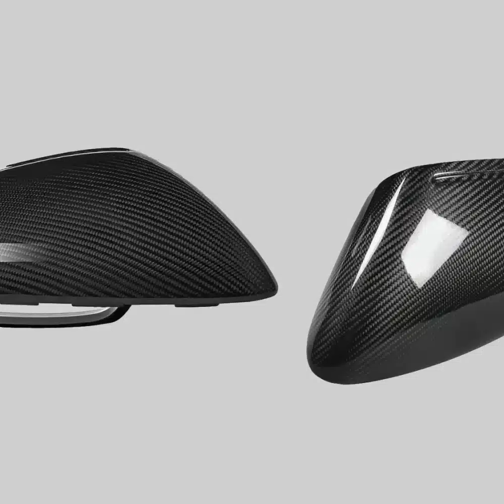 Moshammer Carbon Mirror Caps pair shown in high gloss carbon fiber