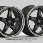 Moshammer Forged M959GT three piece forged wheel in black with polished lip