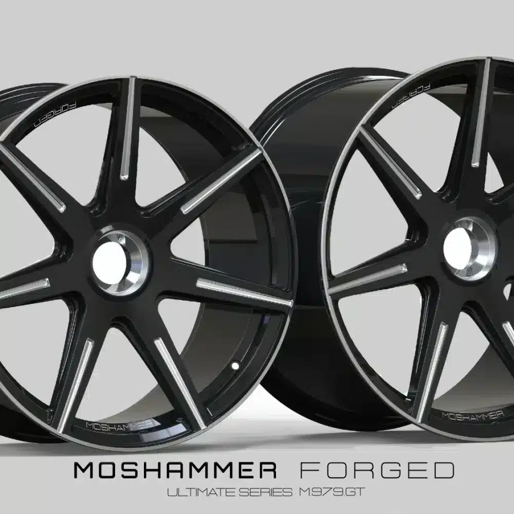 Moshammer Forged M979GT forged monoblock wheel in gloss black with machined front