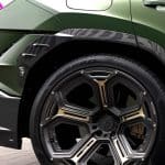 LARTE Design Urus S Quarter Flares in Carbon Fiber, Installed on Matte Green Urus S - Side View of Right Flares