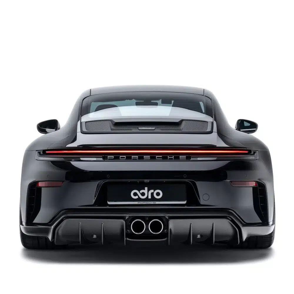 ADRO Prepreg Carbon Rear Diffuser V2 fitted to a 992.2 Porsche 911 GT3, rear view