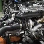 Boost Logic 1800X Turbo Kit for R35 Nissan GT-R, kit fitted to the engine, side view