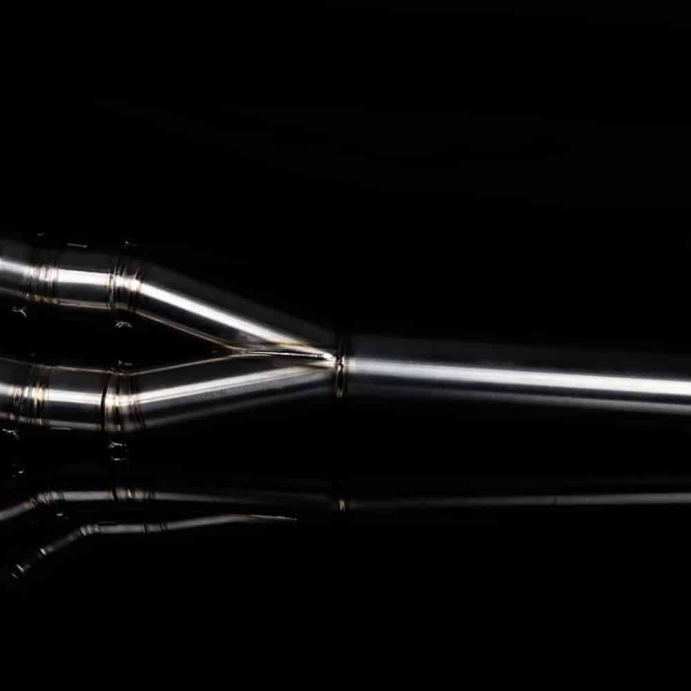 Boost Logic 4-Inch Race Midpipe for R35 Nissan GT-R, full length view