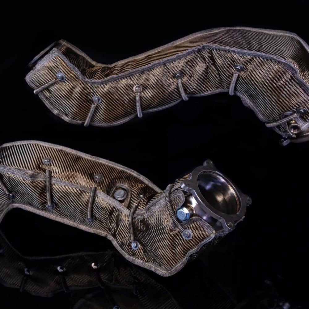Boost Logic Downpipes for McLaren 765LT, heat-shielded pair