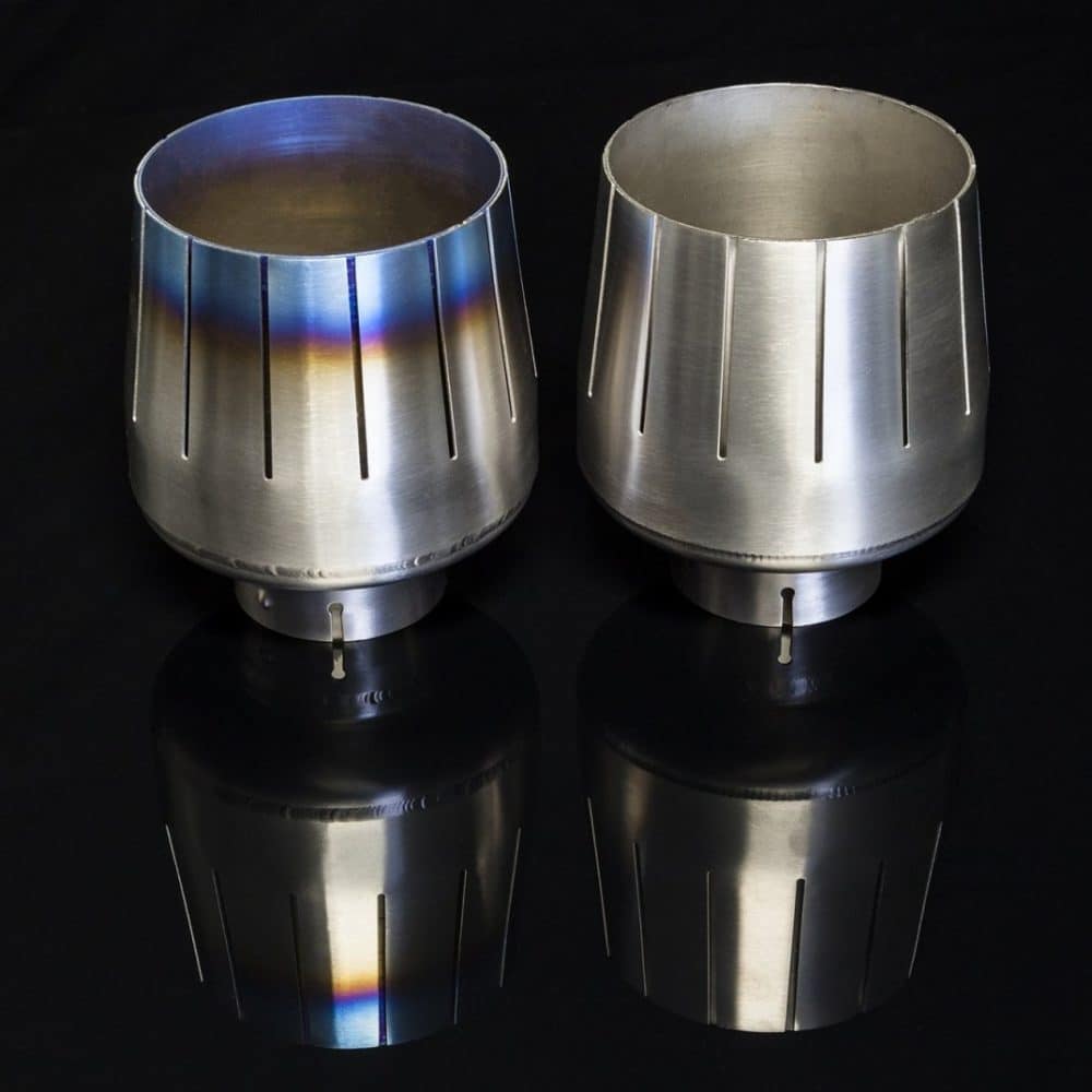 Boost Logic Exhaust Tip Set for R35 Nissan GT-R, burnt blue and raw tips