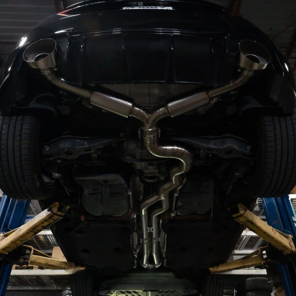 Boost Logic Titanium Exhaust for 8S Audi TT RS, installed under the car