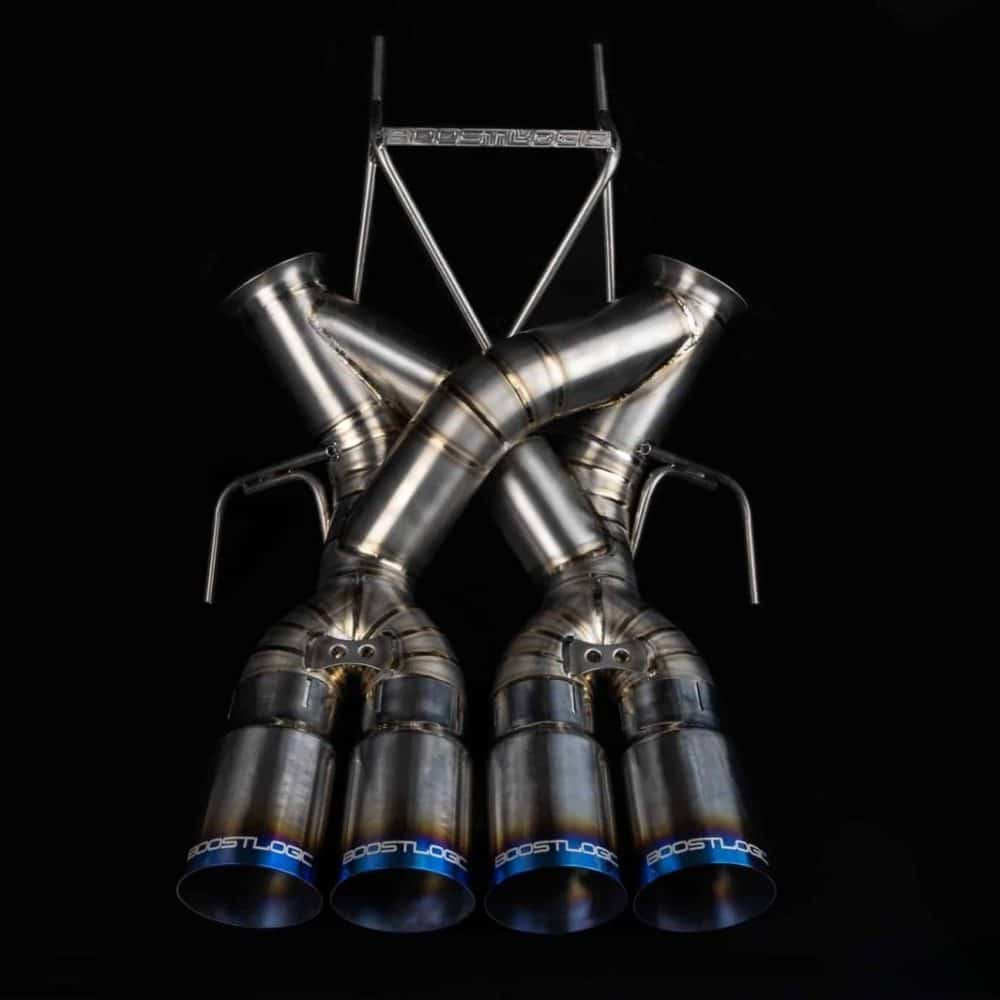 Boost Logic Titanium Exhaust for McLaren 765LT, Formula Series system with blued tips
