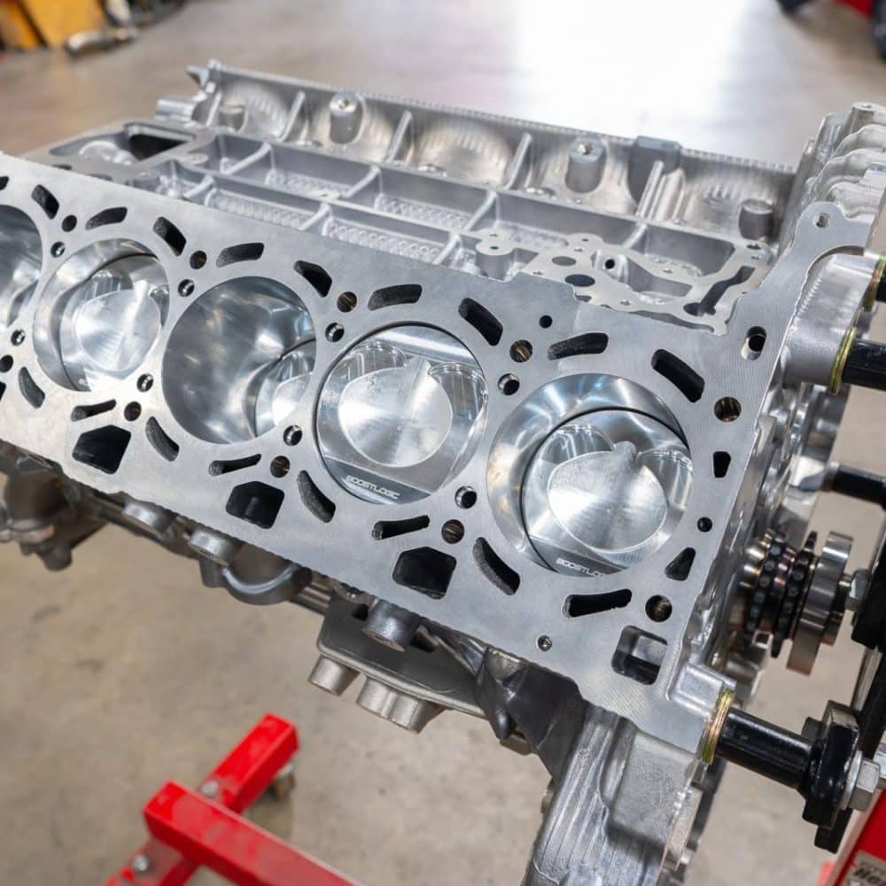 Boost Logic Built Shortblock for LB724 Lamborghini Huracán and Audi R8 on the engine stand