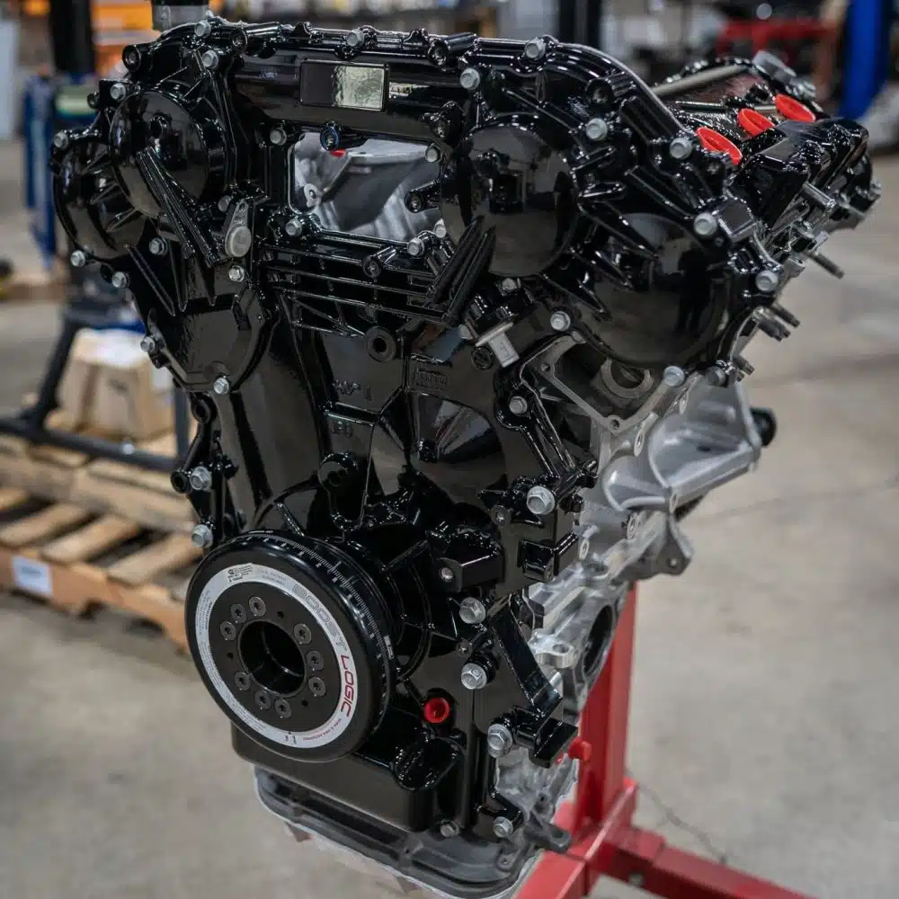 Boost Logic 4.1L Crate Motors for R35 Nissan GT-R, assembled engine on a stand