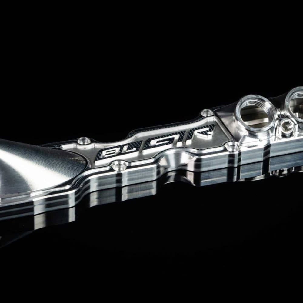 Boost Logic Breathing Plate for R35 Nissan GT-R, top view with -12 ports