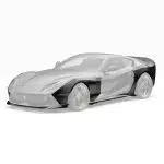 ZACOE Ferrari 812 Superfast Widebody Kit Installed on Matte Black 812 Superfast, Render, Pieces Highlighted - Front Side View of Car