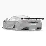 ZACOE McLaren 720S Soft Kit Installed on Matte Black 720S, Pieces Highlighted - Rear Side View of Car