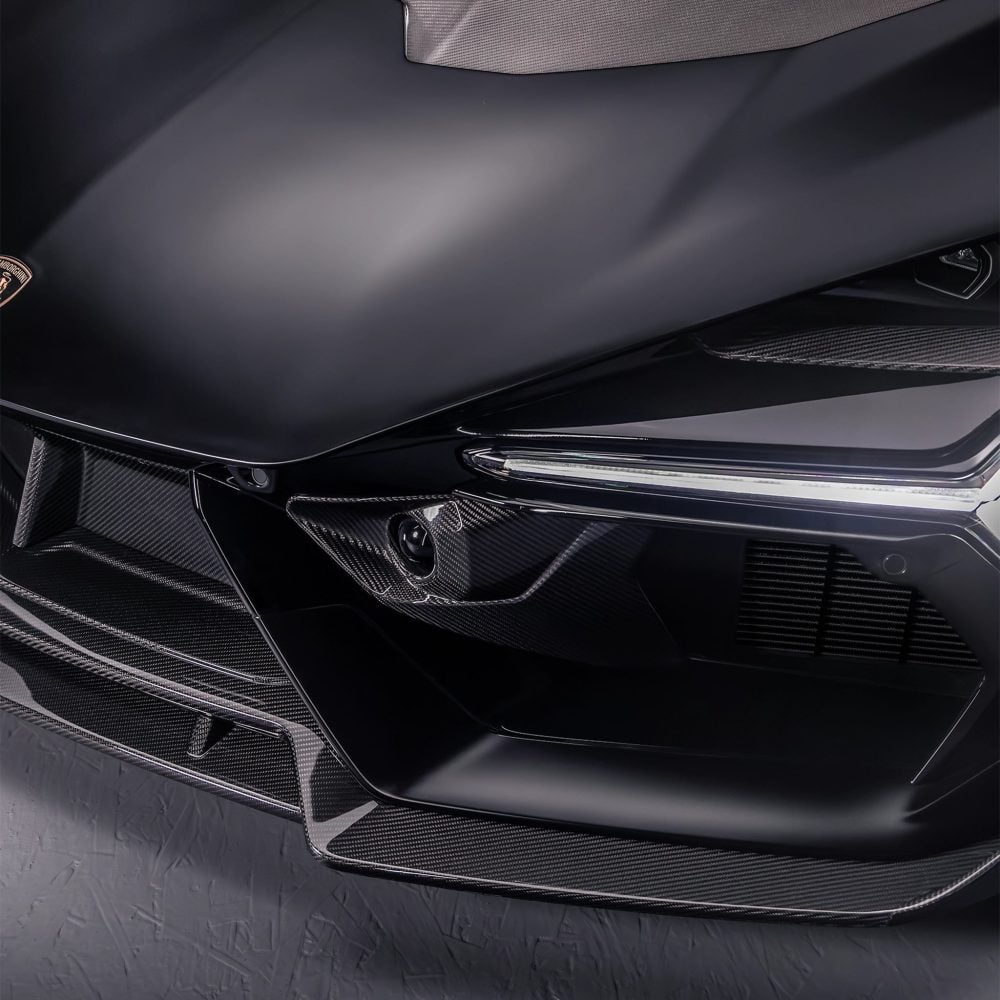 RYFT Carbon Fiber Front Radar Covers for Lamborghini Revuelto in the front bumper