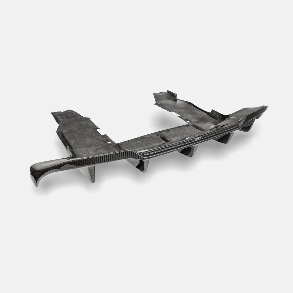 RYFT Carbon Fiber Rear Diffuser for McLaren 750S under the rear bumper of a 750S