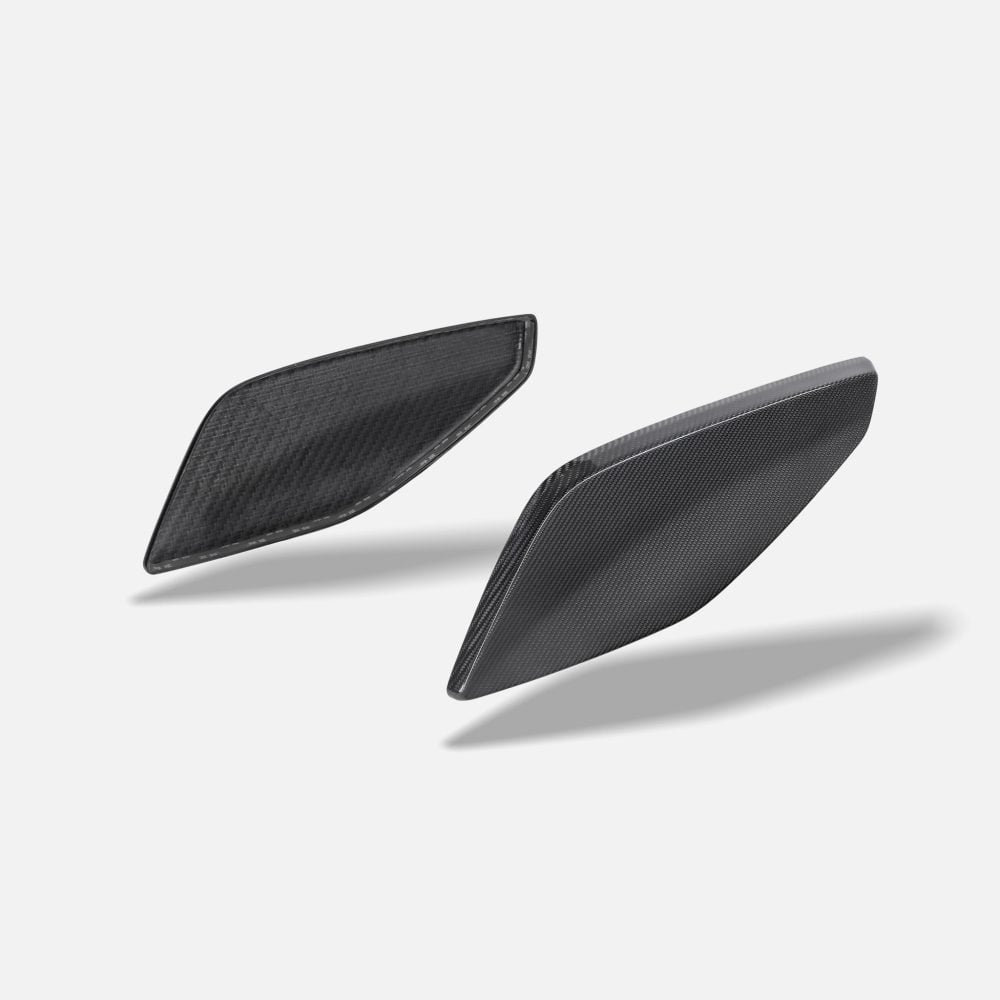 RYFT Carbon Fiber Wing Caps for 992 Porsche 911 GT3 RS on the swan-neck rear wing