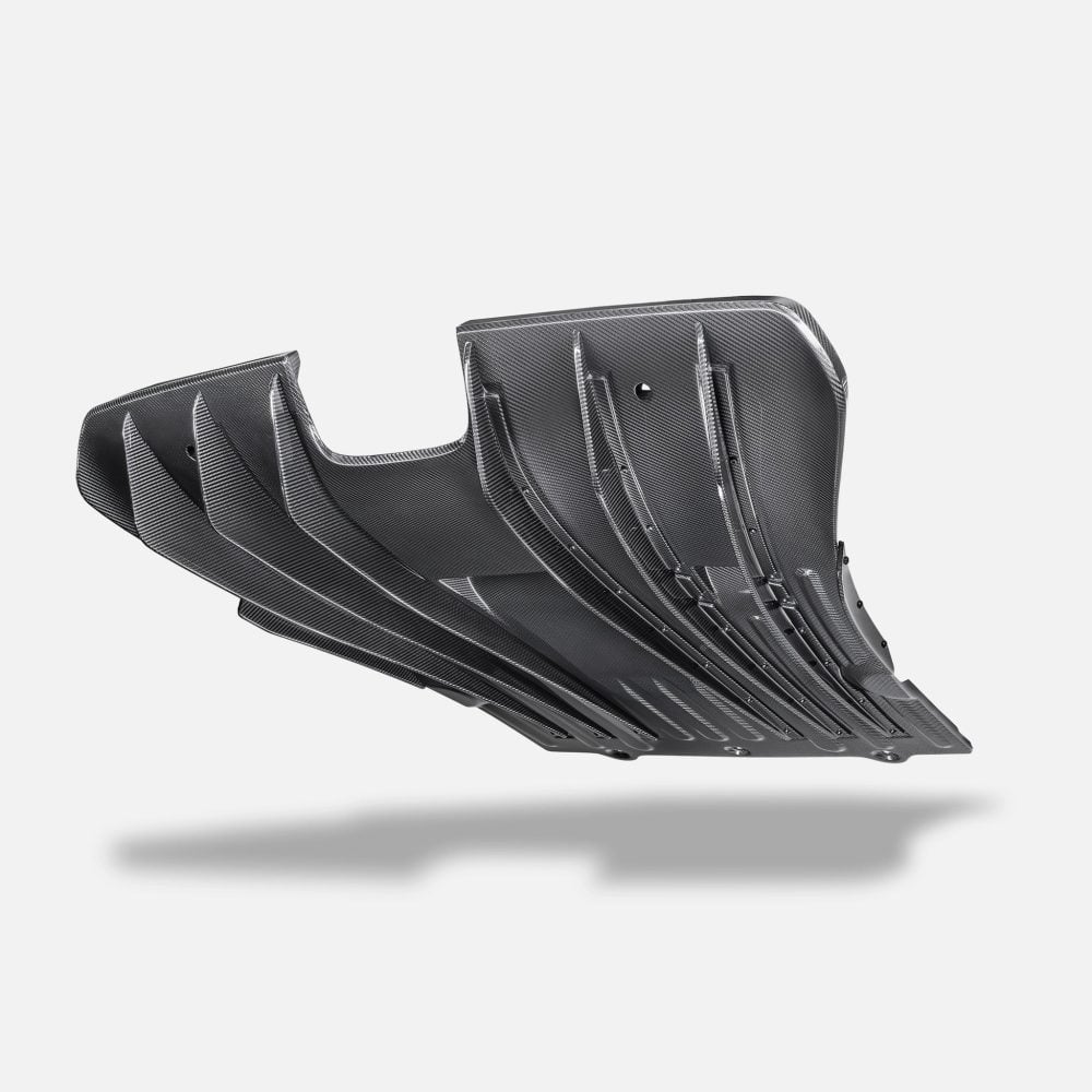 RYFT Carbon Fiber Rear Diffuser for 992 Porsche 911 GT3 RS beneath the rear bumper