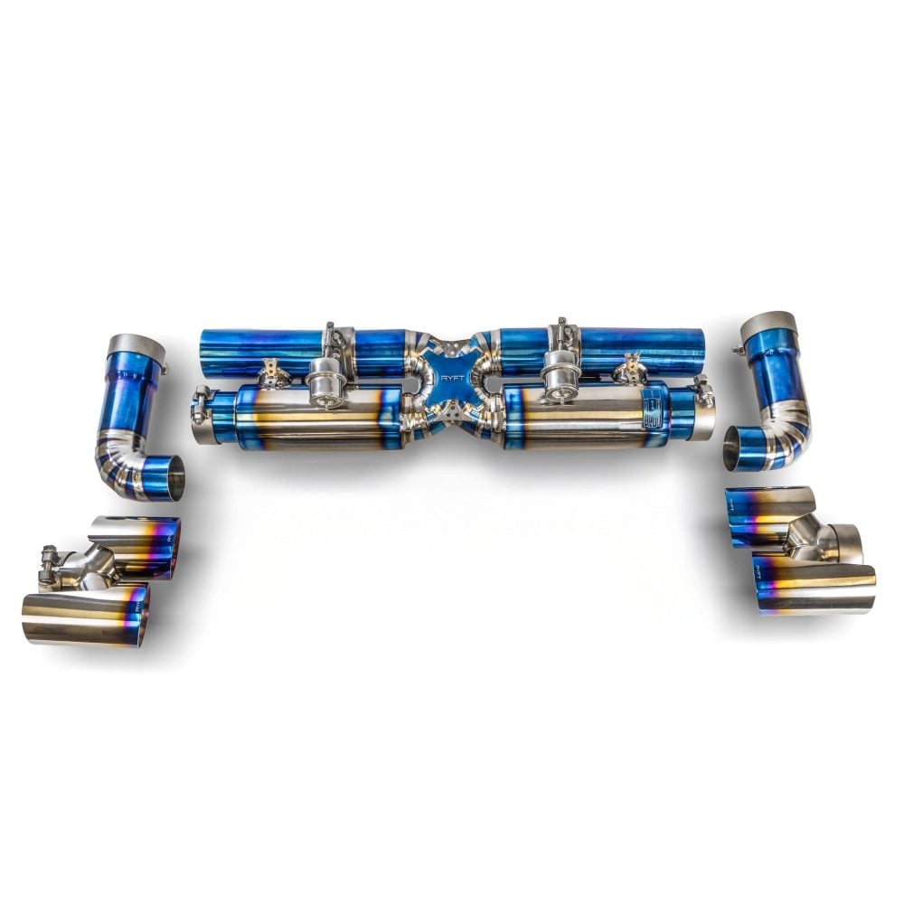 RYFT titanium Exhaust for 991 Porsche 911 Turbo with blue titanium tips