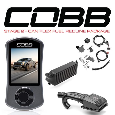 COBB Tuning Stage 2 CAN Flex Fuel Redline Package with Black Intercooler (Factory Location) for P552 Ford F-150 Raptor [FOR0050S20BK-RED-FF]