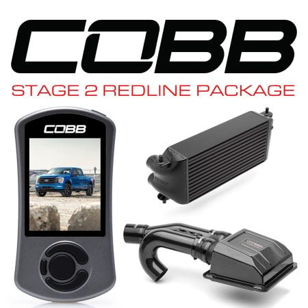 COBB Tuning Stage 2 Tremor Redline Black Factory Intercooler Package with Carbon Fiber Intake for P702 Ford F-150 [FOR0110S20BK-RED]
