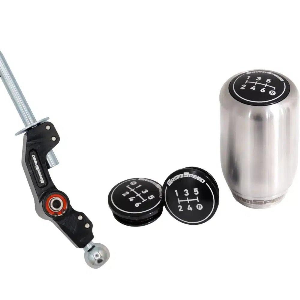 GrimmSpeed Short Shifter and Swap-Top Weighted Piston Shift Knob Bundle for VA, GR / GV, and GD Subaru STI