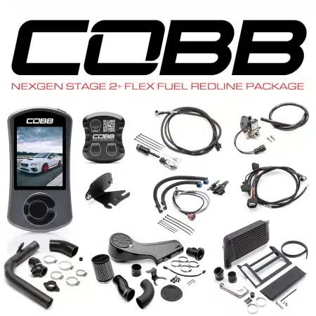 COBB Tuning NexGen Stage 2 Redline Carbon Fiber Flex Fuel Package with Black Intercooler for 2015-2017 VA Subaru WRX 6MT [SUB004NG2W-BK1FF-RED]