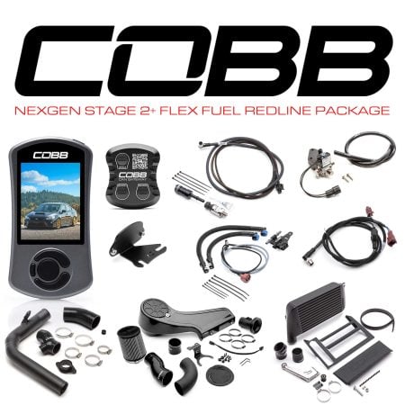COBB Tuning NexGen Stage 2 Flex Fuel Package with Black Intercooler and Redline Intake for 2018-2021 VA Subaru WRX 6MT [SUB004NG2W-BK2FF-RED]