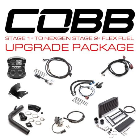 COBB Tuning Stage 1+ to NexGen Stage 2 CAN Flex Fuel Upgrade with Black Intercooler for VA Subaru WRX 6MT [SUB004NG2W-BK2FF-S1P-UP]