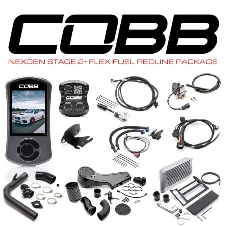 COBB Tuning NexGen Stage 2 Flex Fuel Package with Redline Intake for 2015-2017 VA Subaru WRX 6MT with Silver Intercooler [SUB004NG2W-SL1FF-RED]
