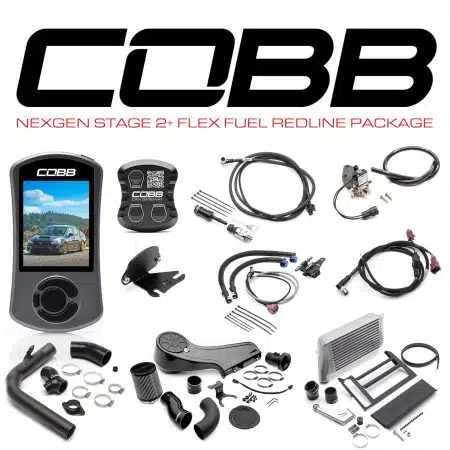 COBB Tuning NexGen Stage 2 Flex Fuel Package with Silver Intercooler and Redline Intake for 2018-2021 VA Subaru WRX 6MT [SUB004NG2W-SL2FF-RED]