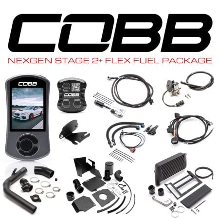 COBB Tuning NexGen Stage 2 Flex Fuel Package with Black Intercooler for 2015-2017 VA Subaru WRX 6MT with SF Intake [SUB004NG2W2-BK1FF]