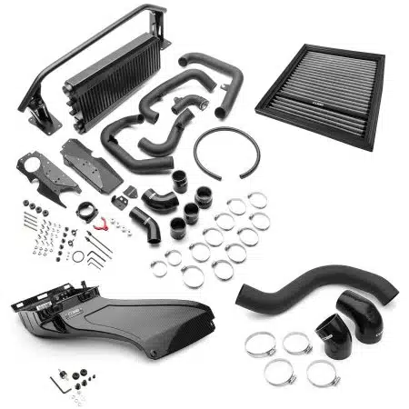COBB Tuning Black Front Mount Intercooler Package with Redline Gloss Intake for VB Subaru WRX [SUB006FMICRED-BK]