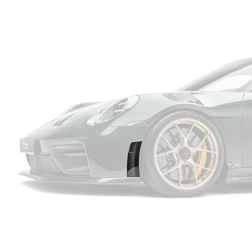 ADRO Prepreg Carbon Air Outlets for 992.2 Porsche 911 GT3, outlet highlighted ahead of the front wheel