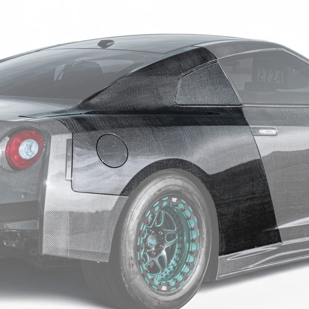 T1 Race Development Carbon Drag Rear Quarter Panels for R35 Nissan GT-R